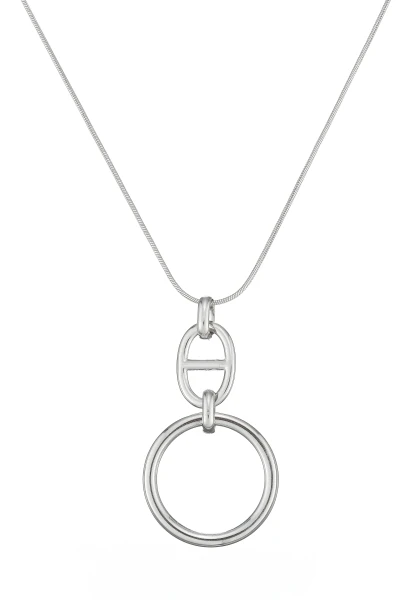 Leslii Lange Kette Ring Oval Edelstahl Silber Zeitlich begrenztes Angebot