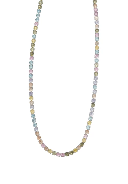 Leslii kurze Halskette Stainless Kristall versilbert Rainbow Sonderangebote
