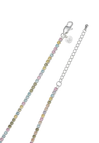 Leslii kurze Halskette Stainless Kristall versilbert Rainbow Sonderangebote