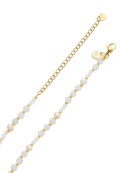 Leslii kurze Halskette Stainless Pearls in Weiß Tiefpreis