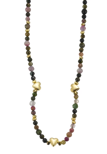 Leslii Kurze Halskette Kristall Herz-Kette 14k Gold Multi Letzter Tag