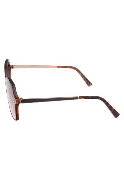 Leslii Sonnenbrille Damen Kanten-Look Horn-Optik braune Designerbrille Sunglasses Kunststoff Braun 50% Rabatt mit kostenlosem Versand