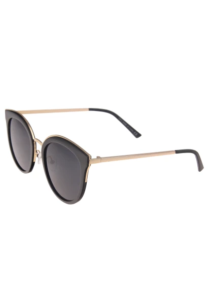 Leslii Sonnenbrille Damen Cateye schwarze Sonnenbrille Designerbrille Sunglasses Metall Schwarz Gold Im Verkauf