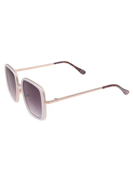 Leslii Sonnenbrille Square Look Eckig Damen Sunglasses Designerbrille in Weiß Gold Rabatt