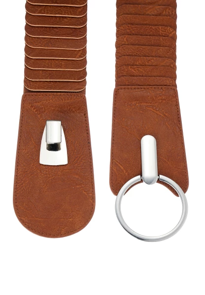 Leslii breiter Stretch-Gürtel Ringschließe | Cognac Online Shopping