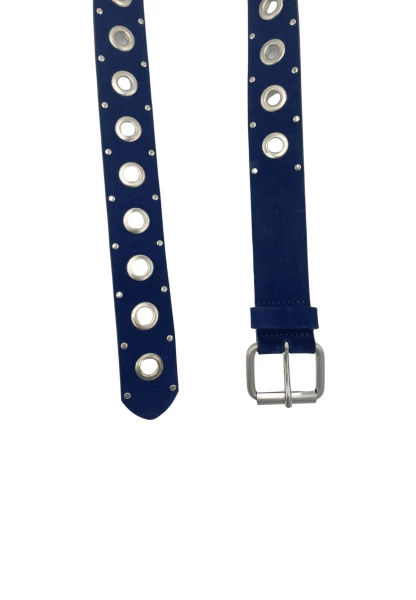 Leslii echter Ledergürtel mit Ösen blau Neueste Mode