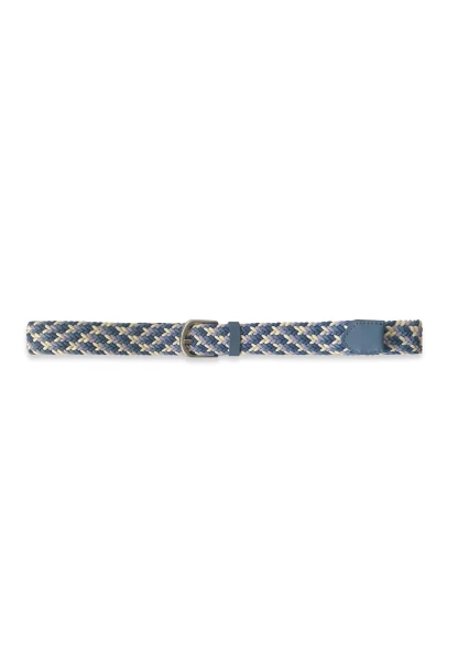 -50% SALE! Leslii Flechtgürtel Stretch mit Leder Applikation in Blau Creme Exklusive Angebote
