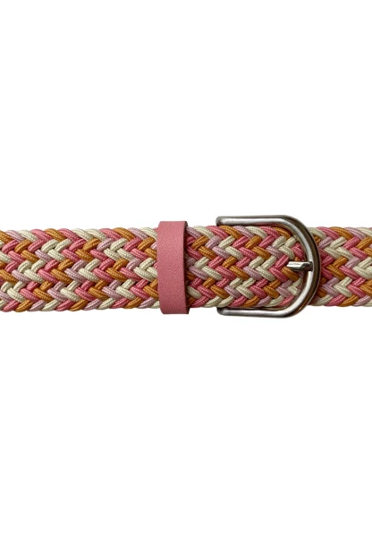 -50% SALE! Leslii Flechtgürtel Stretch mit Leder Applikation in Rosa Pink Creme Orange Große Rabatte