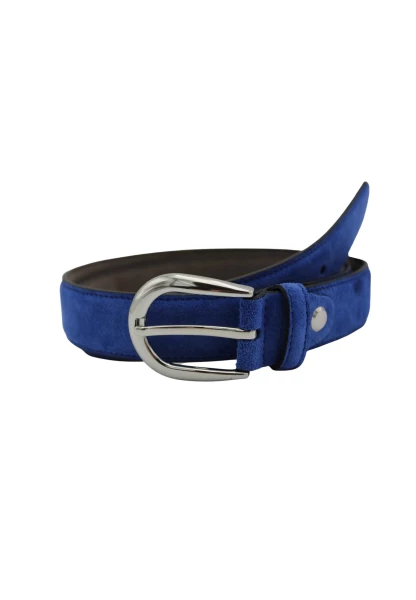 Leslii Gürtel echter Ledergürtel Antik blauer Gürtel Velourleder Royalblau silber VIP-Rabatte