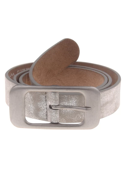 Leslii Damen-Gürtel Basic Statement-Schließe silberfarbener Gürtel Uni Breite 3cm Silber Metallic Tiefpreis