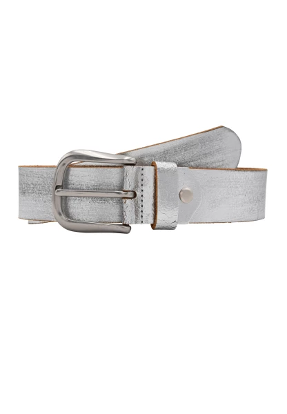 Leslii Gürtel echter Ledergürtel Used Look Metallic silberner Gürtel Leder silber Kostenlose Rückgabe