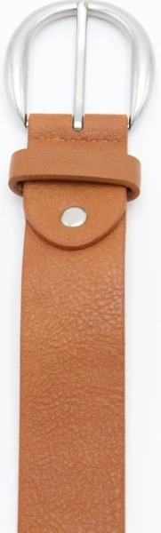 Leslii Damen-Gürtel Basic Uni einfarbig brauner Gürtel Breite 3,5cm Dornschließe Silber Cognac Letzte 3 Tage