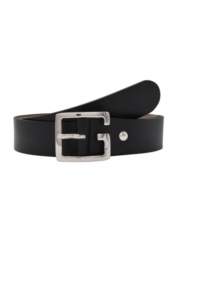 Leslii Premium Gürtel echter Leder-Gürtel Breite 4cm Kalbs-Nappaleder Narbung Schwarz Silber Letzter Tag