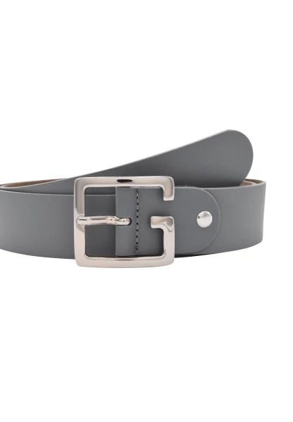 Leslii Premium Gürtel echter Leder-Gürtel grauer Gürtel Breite 4cm Kalbs-Nappaleder Narbung Grau Sil Zeitbegrenzte Promotion