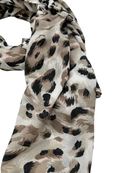 Leslii Schal Leo Muster in Beige Schwarz Rabatt