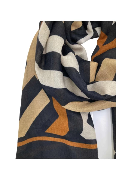 Leslii Schal Streifen-Muster Beige Schwarz Online Shopping