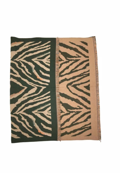 Leslii Schal mit Zebra-Muster Oliv Osterangebot