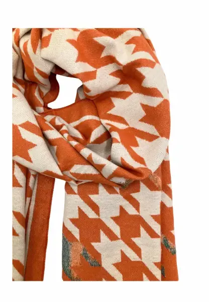 Leslii Schal mit Pepita-Muster Orange Vatertagsangebot