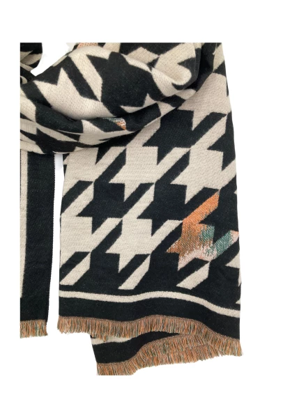 Leslii Schal mit Pepita-Muster Creme Schwarz Valentinstagsangebot