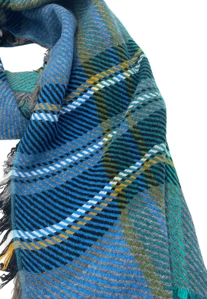Leslii karierter Schal Blau Neueste Mode