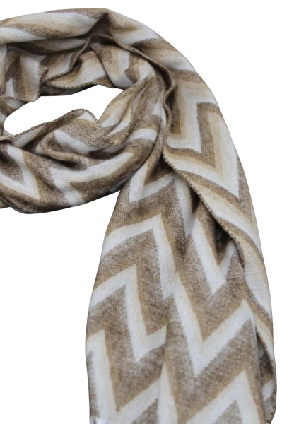 -50% SALE Leslii Schal Zickzack-Muster gemusterter Fransen-Schal Muster-Schal in Braun Beige Speichern exportieren