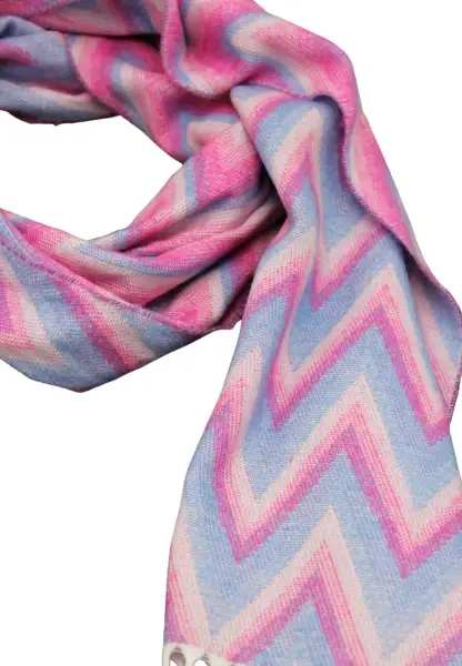 -50% SALE Leslii Schal Zickzack-Muster gemusterter Fransen-Schal Muster-Schal in Pink Blau Black Friday Preise