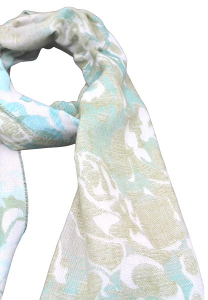 -50% SALE Leslii Schal Blumen-Muster Rosen gemusterter Fransen-Schal Muster-Schal in Grün Mint 2025