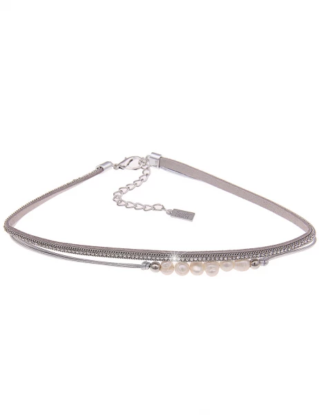 -70% SALE Leslii Kurze Halskette Choker Perlen in Silber Grau Bis zu 65% Rabatt