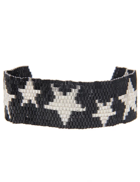 -70% SALE Leslii Armband Web-Muster Sterne in Schwarz Silber Sonderangebot der Fabrik