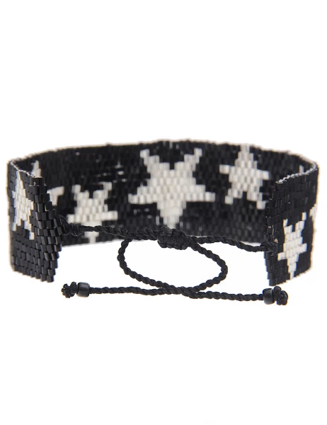 -70% SALE Leslii Armband Web-Muster Sterne in Schwarz Silber Sonderangebot der Fabrik