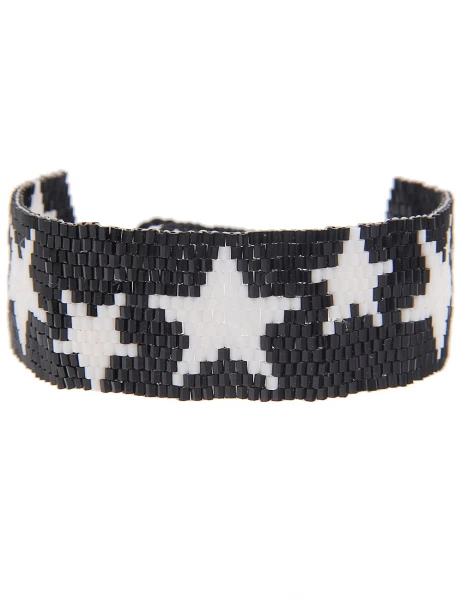-70% SALELeslii Armband Web-Muster Sterne in Schwarz Weiß Bis zu 55% Rabatt