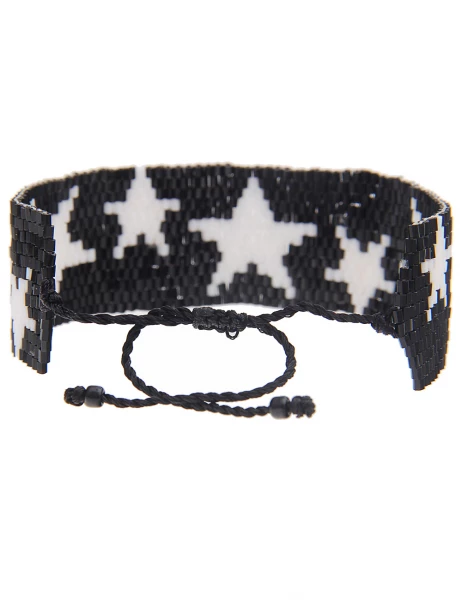 -70% SALELeslii Armband Web-Muster Sterne in Schwarz Weiß Bis zu 55% Rabatt