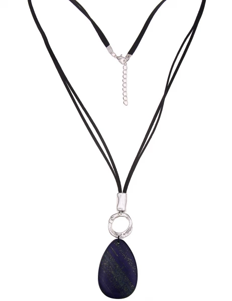 -50% SALE Leslii Lange Halskette Naturstein in Schwarz Blau 50% Rabatt mit kostenlosem Versand