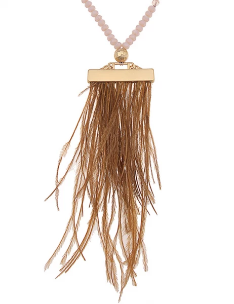 -50% SALE Leslii Lange Halskette Statement-Federn in Braun Rabatte dieses Monats