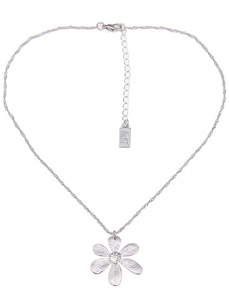 -50% SALE Leslii Kurze Halskette Glitzer-Blüte in Silber Online