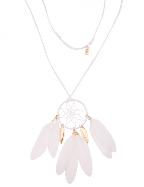 -50% SALE Leslii Lange Halskette Traumfänger in Weiß Gold Limitierter Zeitrabatt
