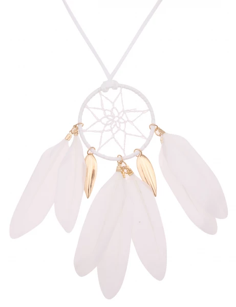 -50% SALE Leslii Lange Halskette Traumfänger in Weiß Gold Limitierter Zeitrabatt