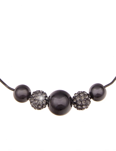 -50% SALE Leslii Kurze Halskette Glitzer Kugeln in Schwarz Grau Fabrik Onlineshop