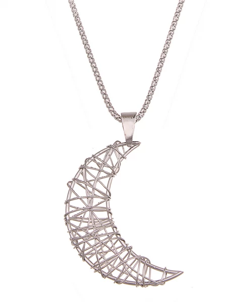 -50% SALE Leslii Lange Halskette Halbmond in Silber Sonderangebot