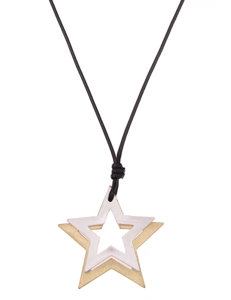 -50% SALE Leslii Lange Halskette Bicolor Sterne in Gold Silber Günstig kaufen