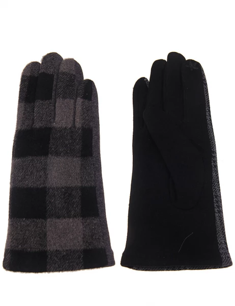 -50% SALE Leslii Fashion Handschuhe Karomuster in Grau Online Shopping