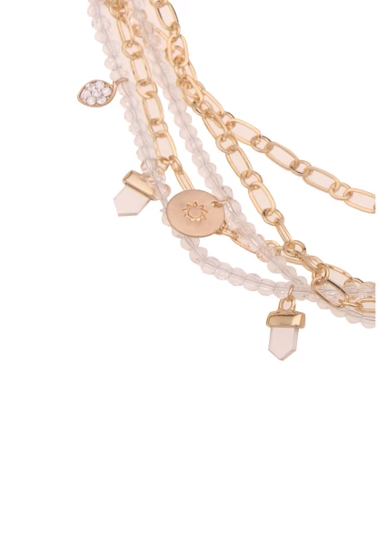 -50% SALE Leslii Kurze Halskette Statement Look Carmen in Gold Weiß Online Outlet