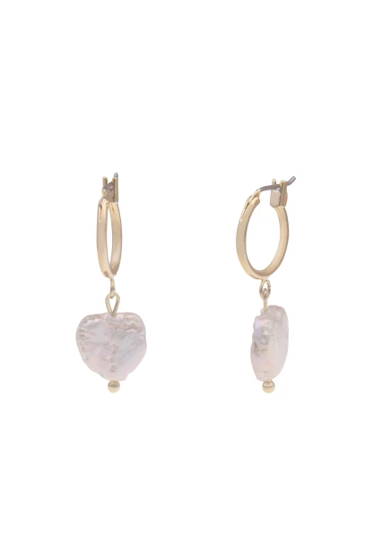 -50% SALE Leslii Ohrringe Creolen echte Natur-Perle in Weiß Gold Letzte 3 Tage