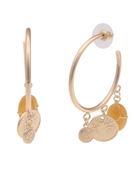 Leslii Ohrringe Creolen Münzen Look in Gold Braun Auslauf