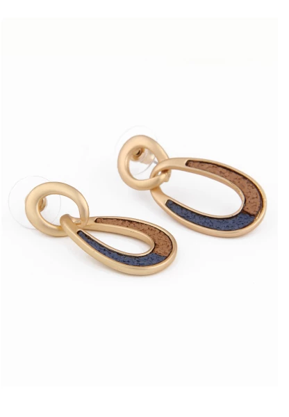 Leslii Damen-Ohrringe mit ovalem Anhänger und Steinchen Modeschmuck-Ohrringe Braun Blau Gold 50% Rabatt mit kostenlosem Versand
