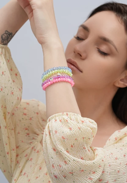 Leslii Damen-Armband Kate Kristall Glasperlen dehnbar Pink Bis zu 50% Rabatt