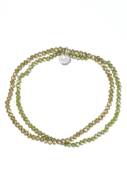 Leslii Damen-Armband Kelly Kristall Glasperlen dehnbar Khaki Grün Nur für heute
