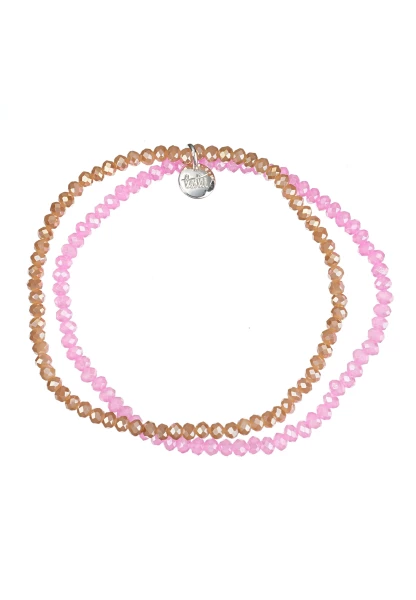 Leslii Damen-Armband Kelly Kristall Glasperlen dehnbar Pink Braun Bis zu 55% Rabatt