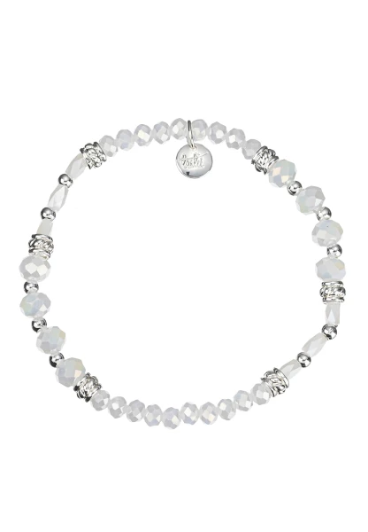 Leslii Damen-Armband Kiara Kristall Glasperlen dehnbar Weiß Super Rabatt