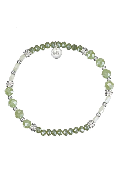 Leslii Damen-Armband Kiara Kristall Glasperlen dehnbar Khaki Grün Riesige Rabatte